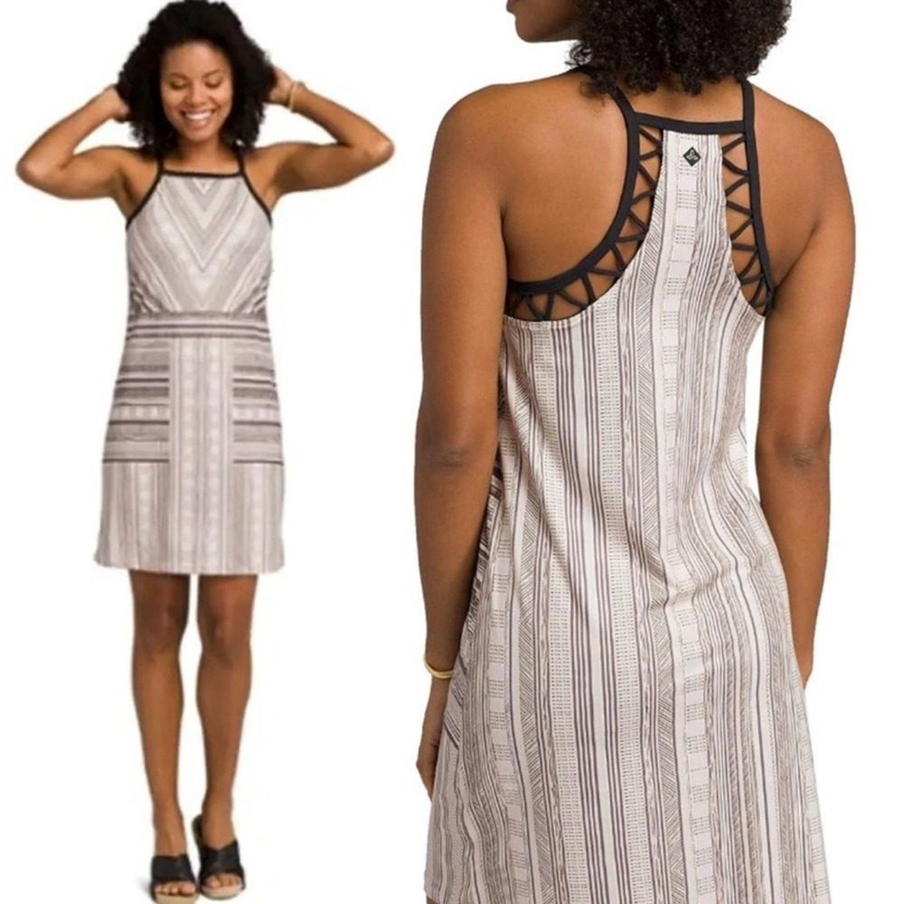Prana Size S Pebble Samba High Neck Lattice Back Dress W Built In‎ Bra